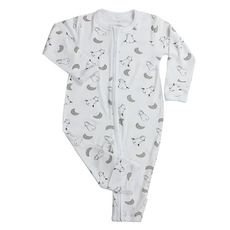 baa baa sheepz 雙拉鍊長袖連身衣, 6~12個月適用, 白色月亮小羊, 柔軟親膚