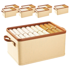 小麥購物 日式布藝收納盒 53L, 米色, 8個