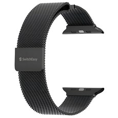 SwitchEasy 魚骨牌 Mesh 不鏽鋼米蘭磁吸錶帶 44/45/46/49適用 磁吸設計, Apple Watch 44/45/46/49mm, 黑色, 1條