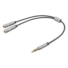 UGREEN 綠聯 3.5mm公轉2母 AUX和麥克風 20cm 鋁殼, 黑色, 1個, 30619