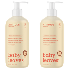 ATTITUDE 艾特優 嬰幼兒2合1洗髮沐浴露 梨花蜜香 473mL, 2瓶