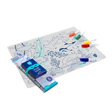 Super Petit 矽膠彩繪餐墊套裝 - 可彎曲折疊 附五色無毒可洗式彩色筆, 大堡礁, 1組