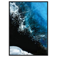 菠蘿選畫所 磅礴夜幕下的海掛畫 海景抽象藝術, 40 x 30cm, 黑色