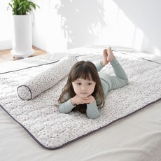Ahtty Blanc 兒童棉質防水睡墊, 白底兔子款, L(150*110cm), 1入