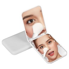 Couselect 2倍放大 LED補光方形隨身化妝鏡/美妝鏡/補妝鏡, 白色