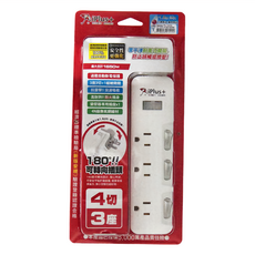 iPlus 保護傘 4切3座3P延長線 PU-3436, 1.8m, 白色, 1個