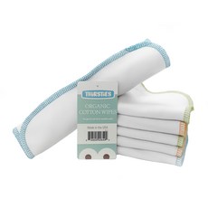 THiRSTiES 有機棉手帕方巾 6條裝 雙層100%GOTS認證有機棉, 白色, 21*20cm