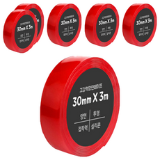 DADA 高黏度無痕防水雙面膠帶 30mm x 3m 矽膠, 透明, 6捲