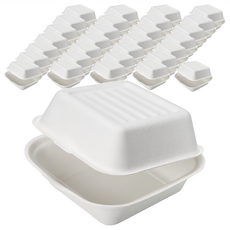 植纖連體漢堡盒 6吋白色 外帶餐盒, 50個, 10組