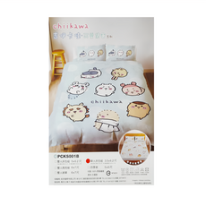 Chiikawa 吉伊卡哇 磨毛卡通 可愛集會 單人床包 Set 印花床包 美式信封枕套 台灣製造, 188 x 106cm