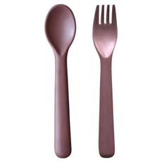 cink 湯叉組 - 竹纖維、玉米澱粉材質, 幼兒湯匙 + 叉子, 莓紫色, 1組
