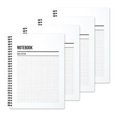 moong9 素色格線線圈筆記本 4入組, 1組
