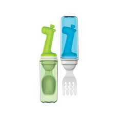 Edison 愛迪生 長頸鹿湯叉 All In One 適合 12M+ (B.P.), 湯匙 + 叉子, 藍色 + 綠色, 1組