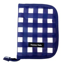 Hanna Hula 母子手帳 兒童手冊 護照保護套 拉鍊款 L尺寸 藍格, 1入