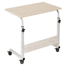 簡約升降可移動邊桌, 加大桌面 鋼管烤漆 MOF纖維板 萬向轉輪, 高雅木