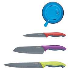 Colourworks 磨刀器 + 刀具3件組, 切肉刀 + 三德刀 + 水果刀 + 磨刀器, 1組