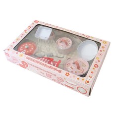 Usamomochan 萌兔桃桃 小花廚具組 家家酒玩具 可收納 45x28x7cm, 1組