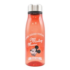 Skater Disney 米奇系列 塑膠水壺 附濾茶網, 紅 透明 頭像, 500ml, 1個