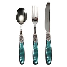 D&D 羅馬西式餐具單人組, 1套, 深綠色, 餐匙, 餐叉, 餐刀