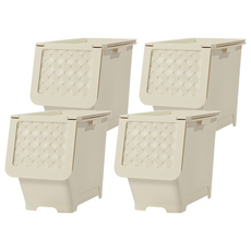 KEYWAY 佐藤直取式整理箱 30L, 米白色, 4個