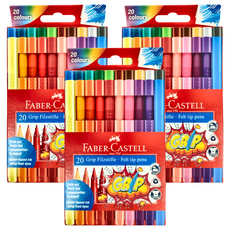 FABER-CASTELL 輝柏 握得住抗壓三角筆桿彩色筆 155320, 20色, 3盒