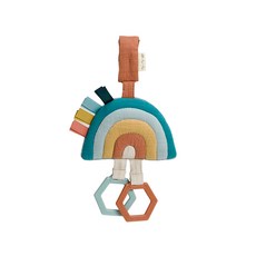 Itzy Ritzy 柔棉迷你搖鈴玩偶，柔軟棉質，內藏搖鈴，六邊形抓握拉環, 焦糖彩虹, 1個