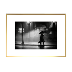 傘下儷人 掛畫 黑白攝影藝術, 金色