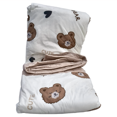 Blue Cat 藍貓 台灣製造銀離子抗菌兩用被套 32公分以內床墊適用, 棕色 + 白色