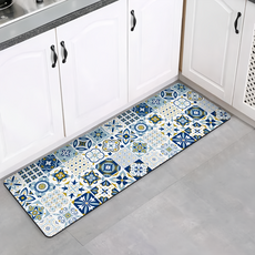 半島良品 厚款科技絨面軟式吸水墊 長款, 歐式風格 藍色