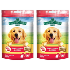 CLASSIC PETS 加好寶 狗餅乾，牛肉風味，幫助清潔牙垢，防潮夾鏈設計, 300g, 2包