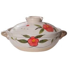 Royal Duke 有古窯 鋰輝石日式手繪山茶花土鍋 8號 2200ml, 24cm, 1個