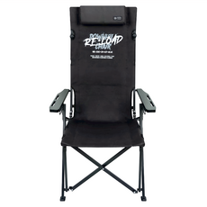 KZM OUTDOOR 工業風六段折疊椅，黑色，材質：100%聚酯纖維，框架：鋁、把手：木頭, 1個