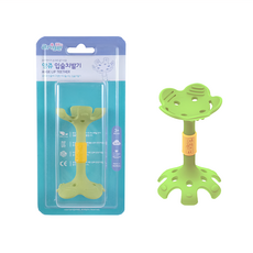 ange 可愛小花ST固齒器(大), TPR材質，多重紋理，呼吸透氣孔，輕鬆易抓握, 嘴唇訓練固齒器, 綠色, 1個