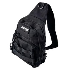 RONiN 獵漁人 多功能單肩路亞包釣魚背包 聚酯纖維 前後四層隔層, 20 x 11 x 26cm, Black