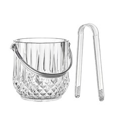 鑽石防摔冰桶 + 冰夾 1.2L 防摔耐用 晶瑩剔透, 1組, 冰桶12 x 13.5 x 9cm + 冰夾15.5cm