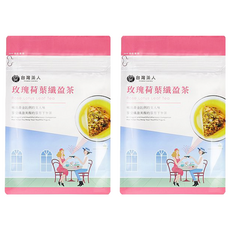 台灣茶人 荷葉玫瑰纖盈茶, 日本進口耐高溫茶包, 3.3g, 10包, 2袋