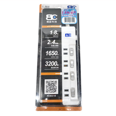 BC 博銓科技 四開四插90度插頭延長用電源線組 2孔, 1.8m, 白色, 1組
