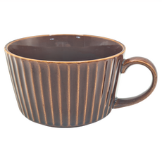 KEYUCA 拿鐵杯 貽釉十草 日本制 陶瓷 容量360mL 長13.5cm 寬10cm 高6.5cm, 咖啡色, 1個