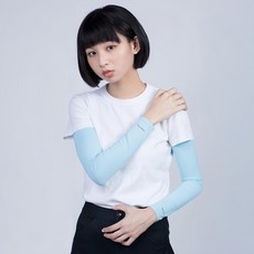 NAMATETSU 生鐵 男女共款 冰絲涼感抗UV防曬袖套, 藍色, 1個