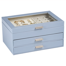 PORA BELLA 大容量皮革L943首飾盒, 藍紫色, 1個