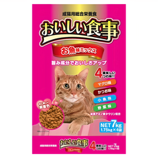 美味食堂 成貓 綜合營養貓糧 4包, 綜合海鮮風味, 7kg, 1袋