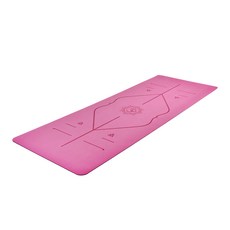 LEADER X 天然橡膠PU雙面防滑輔助正位線瑜珈墊, 183 x 68 x 0.5cm, 粉色, 1條