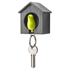 QUALy Cuckoo Key Ring 枝上雀兒 哨匙圈, 黑屋綠鳥, 1個