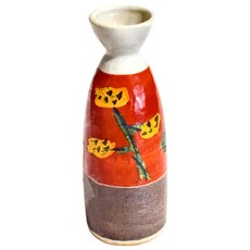 佐和陶瓷 赤釉黃花德利 日本製 陶瓷花瓶 280mL, 17 x 5.6cm, 1個