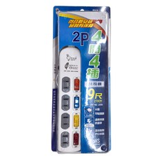 spirit 電精靈 MAX 4開4插2P 電腦延長線 平貼插頭, 2.7m, PKK-244B, 1個