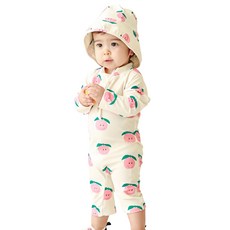 愛北鼻之家 寶寶長袖連體泳衣 附遮陽帽