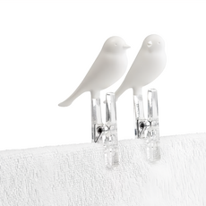 QUALy Peg Sparrow Clothe Peg 雀兒夾 造型功能夾 2個, 白色, 1組