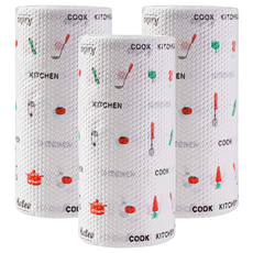 小麥購物 懶人抹布/一次性擦紙巾 G485 印花款 款式隨機 72g 20張, 3捲, 1組