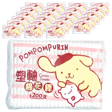 布丁狗 塑軸棉花棒 100%純棉雙頭, 200支, 24包