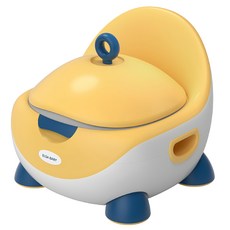 KiKimmy 蛋型兒童輔助學習馬桶, 人體工學設計, 分離式便盆, 貼心檔板設計, 兩側扶手設計, 適合9個月以上兒童, 黃色